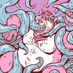  anthro bandanna bear dramamine eyes_closed male mammal nude obese open_mouth overweight solo sweat tentacle_fellatio tentacle_sex tentacles 