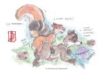 anal anal_penetration aroused balls big_balls blush blush_lines bodily_fluids cookie cum cum_inside dialogue doggystyle dreamworks duo erection fennec_(artist) feral food from_behind_position genital_fluids genitals grass hammy_(over_the_hedge) interspecies male male/male mammal on_grass on_ground over_the_hedge painting_(artwork) penetration plant precum procyonid raccoon raised_tail rj_(over_the_hedge) rodent sciurid sex size_difference small_top_big_bottom sound_effects surprised tail text touch_grass traditional_media_(artwork) tree_squirrel watercolor_(artwork)