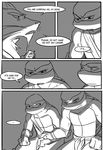  anthro comic grey_background inside leonardo_(tmnt) male mammal ninja raphael_(tmnt) rat reptile rodent scalie simple_background sneefee splinter teenage_mutant_ninja_turtles text turtle 