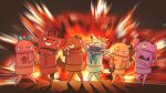  absurdres ahoge animal_ears bow breasts cosplay hat highres holding hyde_(tabakko) inugami_korone jacket kikirara_vivi long_hair looking_at_viewer multiple_girls natsuiro_matsuri ookami_mio open_mouth r.e.p.o. robot semibot shirakami_fubuki shiranui_flare virtual_youtuber white_hair 