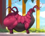 antennae_(anatomy) arthropod belly big_belly big_butt blush butt exoskeleton female feral generation_5_pokemon hi_res hooves huge_butt insect jewelry necklace nintendo overweight overweight_female overweight_feral pokemon pokemon_(species) scolipede side_view solo thick_thighs tukoshuko