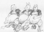  belly beuwens-folder big_belly bottle canine claws digitigrade dog football_helmet football_jersey football_player football_uniform fur greyscale hair hand_on_stomach kangaroo male male_pregnancy mammal marsupial monochrome navel outie_navel paws pencil_(artwork) pouch pregnant reaching spill traditional_media_(artwork) water 