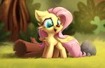  2017 absurd_res arthropod detailed_background equine eto_ya feathered_wings feathers female feral fluttershy_(mlp) friendship_is_magic grass hair hi_res insect ladybug long_hair mammal my_little_pony open_mouth outside pegasus pink_hair wings 
