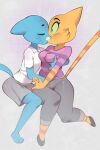 2026 3_toes 4_fingers anthro anthro_on_anthro arms_bent barefoot bent_leg bent_legs big_breasts big_ears big_eyes big_nipples biped black_clothing black_eyebrows black_footwear black_markings black_shoes blue_body blue_ears blue_fur blue_tail blush blush_lines blushing_profusely bottomwear breast_size_difference breasts button_(fastener) cartoon_network clothed clothed_anthro clothed_female clothing collared_shirt crossover curved_eyebrows cutegraphite dark_markings digital_drawing_(artwork) digital_media_(artwork) domestic_cat duo emanata erect_nipples erect_tail extended_arm eyebrows eyelashes eyes_closed facial_markings feet felid feline felis female female/female fingers flash_emanata footwear fran_(litterbox_comics) fully_clothed fully_clothed_anthro fully_clothed_female fur glistening glistening_body glistening_bottomwear glistening_clothing glistening_eyes glistening_face glistening_fur glistening_knee glistening_leg glistening_pants glistening_skirt green_eyes green_sclera grey_background grey_bottomwear grey_clothing grey_pants grey_skirt hand_in_pants hand_under_clothing head_markings hi_res holding_breast huge_nipples humanoid_hands intraspecies iris leaning leaning_forward light_body light_fur light_markings litterbox_comics long_eyelashes long_tail looking_at_another looking_at_partner making_out mammal markings mature_anthro mature_female medium_breasts muzzle_(marking) nicole_watterson nipple_outline nipples orange_body orange_ears orange_fur orange_markings orange_stripes pants pattern_background pattern_clothing pattern_shirt pattern_t-shirt pattern_topwear pink_nose plantigrade pointy_ears prick_ears purple_clothing purple_shirt purple_t-shirt purple_topwear red_blush shirt shoes short_sleeves simple_background sitting skirt snout striped_background striped_body striped_clothing striped_face striped_fur striped_legs striped_markings striped_shirt striped_t-shirt striped_tail striped_topwear stripes surprised t-shirt tabby_cat tail tail_markings textured_background the_amazing_world_of_gumball thick_eyebrows thick_thighs toes topwear whisker_markings white_clothing white_markings white_shirt white_topwear wide_eyed