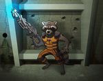  2014 anthro brown_fur clothed clothing fur guardians_of_the_galaxy gun male mammal marvel raccoon ranged_weapon rocket_raccoon solo veil1 weapon 