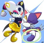 1_eye 2026 3_claws 4_fingers ambiguous_gender bandai_namco black_body black_hair blue_eyes blue_mouth button_(fastener) claws demon domestic_cat duo fangs featureless_feet feet felid feline felis female female_(lore) feral fingers floating floating_hair hair hand_on_hip humanoid klonoa_(series) laugh laughing_at laughing_at_viewer legless mammal markings multicolored_body multicolored_hair one_eye_closed pielope pupils puppet purple_body raykichishadow signature simple_background slit_pupils smile smiling_at_viewer smug_grin spade_pupils star_(marking) striped_legs striped_markings striped_tail stripes tail tail_markings tat_(klonoa) teeth thick_thighs white_body white_hair wide_hips world's_end_club yellow_body yellow_sclera