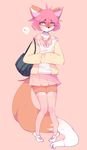  2017 anthro canine clothed clothing cosplay fox girly hair legwear male mammal overknees school_uniform shortskirt simple_background skirt socks solo stockings uniform 
