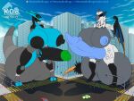 2_toes 3_fingers 4_toes animal_genitalia animal_penis anthro areola artist_logo balls beak bicep_curl big_areola big_balls big_breasts big_knot big_nipples big_penis big_sheath big_tail black_arms black_legs black_penis black_sclera blue_body blue_breasts blue_eyes blue_nipples blue_pawpads blue_penis blue_sky blue_toes blue_tongue blue_wings breasts building canine_genitalia canine_penis capcom car city city_background cloud crowd damians_(damians127) digitigrade duo feet fingers fluffy_fur flying_wyvern fur genitals green_eyes green_markings green_penis grey_beak grey_breasts grey_highlights group gynomorph hi_res highlights_(coloring) holding_penis huge_areola huge_balls huge_breasts huge_knot huge_nipples huge_penis huge_sheath huge_tail humanoid_genitalia humanoid_penis hyper hyper_balls hyper_breasts hyper_genitalia hyper_knot hyper_penis hyper_sheath intersex knockedoutdragon knot logo macro macro_intersex markings monster_hunter nargacuga neck_tuft nipples open_mouth pawpads penis sheath sidro_(renrir) sky skyscraper standing street synth_(vader-san) tail thick_tail thick_thighs toes tongue traffic_light tuft vehicle watermark white_body white_fur wide_hips wings