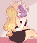 2024 4_fingers 6:7 anthro arm_tuft artist_name bangs bed bent_arm bent_leg big_butt black_clothing black_dress blonde_hair blush blush_lines breasts brown_tail butt clothed clothed_anthro clothed_female clothing coco_(suzeart) colored colored_line_art digital_drawing_(artwork) digital_media_(artwork) dress duo elbow_tuft english_description eyebrow_through_hair eyebrows eyes_closed female female/female female_anthro fingers fluffy_ears fur furniture hair hand_on_head heart_symbol hi_res inside kiss_on_lips kissing lagomorph leporid light lighting long_ears long_hair love luna_(suzeart) mammal medium_hair on_bed pink_inner_ear pink_nose purple_eyebrows purple_hair rabbit red_blanket red_line_art romantic romantic_couple scut_tail shaded short_tail sitting sitting_on_bed suzeart tail text thick_thighs translucent translucent_hair tuft two_tone_tail wall_(structure) white_body white_fur white_inner_ear white_wall yellow_body yellow_fur yellow_tail