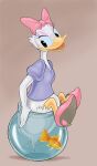 ambiguous_gender anatid anseriform anthro anthro_focus aquarium aquatic avian beak bird bottomless bow_ribbon butt butt_stuck clothed clothing cyprinid cypriniform daisy_duck disney duck duo eyeshadow feathers female female_focus feral fish fish_bowl footwear goldfish hi_res high_heels makeup shoes smile solo_focus tail tail_feathers tickling tickling_butt vivarium white_feather zdrer456