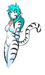  2017 anthro blue_eyes blue_hair breasts collar collar_of_keidranification collar_tag crossgender digitigrade edit featureless_breasts featureless_crotch feline female fur gender_transformation hair keidran mammal nude pose simple_background sketch smile solo striped_fur stripes tiger_trace tom_fischbach trace_legacy transformation twokinds webcomic white_background 