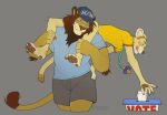 2024 4_toes ageplay anthro biped blue_eyes brown_body brown_fur brown_mane brown_nose carrying_another claws clothed clothing digital_media_(artwork) duo english_text eyewear father_(lore) father_and_child_(lore) father_and_son_(lore) feet felid fur glasses hat headgear headwear hi_res hindpaw infantilism junior_(puddlepup) lion liondad_(puddlepup) long_tail male mammal mane pacifier pacifier_clip pantherine parent_(lore) parent_and_child_(lore) parent_and_son_(lore) pawpads paws puddlepup roleplay shaved_head signature simple_background smile son_(lore) tail text toe_claws toes tongue tongue_out voting