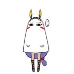  1girl animal_ears chan_co cosplay dark_skin facing_viewer fate/grand_order fate_(series) full_body hairband jackal_ears jewelry long_hair low-tied_long_hair medjed medjed_(cosplay) nitocris_(fate/grand_order) purple_hair sandals simple_background solo standing very_long_hair white_background 