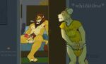 2023 4_toes age_difference ageplay anthro areola balls bed biped blush body_hair claws clothed clothing detailed_background diaper diaper_under_clothing diaper_under_onesie digital_media_(artwork) door door_handle doorknob english_text erection eyes_closed eyewear father_(lore) father_and_child_(lore) father_and_son_(lore) feet fur furniture genitals glasses infantilism junior_(puddlepup) liondad_(puddlepup) male mammal masturbation nipples nude on_bed onesie parent_(lore) parent_and_child_(lore) parent_and_son_(lore) paws penile penile_masturbation penis pillow pubes puddlepup roleplay shaved_head son_(lore) text toe_claws toes unclean_diaper url used_diaper vein veiny_penis wearing_diaper yellow_onesie