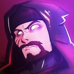  angry beanie beard blackwatch_reyes brown_hair close-up commentary face facial_hair hat hood hooded_jacket jacket looking_at_viewer male_focus overwatch parted_lips portrait purple_background reaper_(overwatch) sijia_wang simple_background solo 