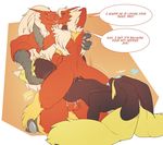  2017 alternate_color anthro blaziken breasts digital_media_(artwork) female fur group group_sex half-closed_eyes incest lopunny male male/female mammal multicolored_fur nintendo nipples penis pok&eacute;mon pussy ruisu-kun sex text thick_thighs threesome video_games 