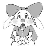  /fur/ clothed clothing cub cum cum_in_mouth cum_inside disney female hair_bow hair_ribbon looking_up monochrome ribbons robin_hood_(disney) sis solo unknown_artist young 