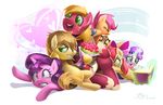  &lt;3 2017 apple_bloom_(mlp) banjo big_macintosh_(mlp) equine feather_bangs_(mlp) female friendship_is_magic horn horse imdrunkontea mammal musical_instrument my_little_pony pony scootaloo_(mlp) sugar_belle_(mlp) sweetie_belle_(mlp) unicorn 