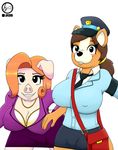  2017 bag big_breasts bra breasts canine castaway_paradise_(video_game) cleavage clothed clothing dog dress female hat invalid_tag jessesmash32 jewelry looking_at_viewer mailman mammal necklace pig porcine sandy shirt simple_background skirt smile underwear viktoria white_background 