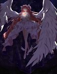  absurdres closed_eyes gloves hao_ni highres kaname_madoka long_hair mahou_shoujo_madoka_magica pink_hair pink_legwear shoes solo soul_gem star starry_background ultimate_madoka very_long_hair winged_shoes wings 