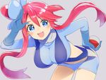  :d bent_over blue_eyes blush breasts fuuro_(pokemon) gloves gym_leader hair_bun hair_ornament hand_on_hip holding holding_poke_ball kimitoshiin large_breasts looking_at_viewer midriff navel open_mouth pilot_suit poke_ball poke_ball_(generic) pokemon pokemon_(game) pokemon_bw red_hair salute shorts smile solo suspenders 