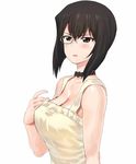  a1 black_hair breasts dress girls_und_panzer kawashima_momo large_breasts monocle school_uniform serafuku short_hair solo 