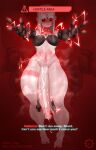  1girl adam_smasher black_sclera bluesky_username bottomless colored_sclera commentary cyberpunk cyberpunk:_edgerunners cyberpunk_(series) cyborg electricity fusion futanari gigantic_penis highres mechabare mechanical_arms mechanical_penis mrfuga no_nose penis rebecca_(cyberpunk) red_eyes red_theme robot_girl solo thick_thighs thighs twitter_username uncensored untranslatable_commentary white_hair 
