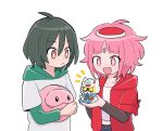  1boy bellri_zenam bindi bow commentary_request g-self gundam gundam_g_no_reconguista hat holding holding_toy hood hood_down jacket long_sleeves nobell non-humanoid_robot noredo_nug open_mouth pet pink_eyes pink_hair robot sbr_ghn science_fiction toy 