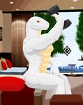  2017 albino anthro bed bedroom boa_(disambiguation) butt cuntboy cuntboy/male digital_media_(artwork) exercise gaeltherus hybrid intersex intersex/male lifting light_k._blackwood lights male mamba manly muscular muscular_cuntboy nipples pecs pillow red_eyes reptile scales scalie sheetstable sitting sky snake solo tree weights white_scales window workout 