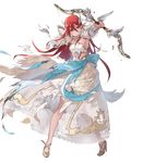  armpits arrow bangs bow_(weapon) breasts bridal_gauntlets broken broken_weapon collarbone dress fire_emblem fire_emblem:_kakusei fire_emblem_heroes full_body hair_ornament high_heels highres holding holding_bow_(weapon) holding_weapon jewelry long_hair looking_away mayo_(becky2006) medium_breasts necklace official_art pearl_necklace red_eyes red_hair serious solo tiamo torn_clothes transparent_background weapon wedding_dress white_dress 