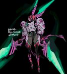  1girl antennae armor black_background black_leotard boots commentary_request dark_skin dual_wielding full_body green_eyes harurie headphones highres holding holding_weapon leotard mask mega_scolipede mouth_mask pokemon red_boots red_hair scolipede short_hair shoulder_armor very_dark_skin weapon 