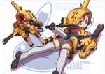  1girl advance_of_zeta armor ass beam_rifle black_gloves blue_hoodie blue_shorts boots character_name closed_mouth commentary denim denim_shorts energy_gun gloves grey_boots gundam helmet hood hoodie long_sleeves looking_at_viewer lying mecha mecha_musume mobile_suit on_stomach one-eyed_mecha prototype_asshimar prototype_asshimar_space_type purple_eyes red_hair robot sd_gundam shoe_soles short_shorts shorts smile thigh_boots thrusters titans_(gundam) titans_test_team_(gundam) turning_head weapon yabe_makoto 