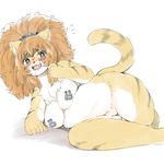  artist_request black_eyes breasts furry long_hair open_mouth orange_hair ponytail tiger 