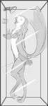  2015 ambiguous_gender ambiguous_penetration anthro avian beak bird digital_media_(artwork) dildo eyes_closed feathers greyscale hi_res inside internal masturbation monochrome nude open_mouth owl penetration sex_toy shower side_view sketch solo standing tail_feathers toying_self tuke water 