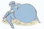 ambiguous_fluids belly big_belly big_breasts blue_skin breasts egg female fin hyper hyper_pregnancy nintendo nude ocarina_of_time pregnant princess_ruto simple_background solo spread_legs spreading the_legend_of_zelda unknown_artist video_games white_background zora 