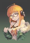  glasses headphones highres jacket karasu_raven long_hair orange_hair persona persona_5 sakura_futaba solo 