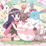  :d alternate_color azumarill blue_eyes blue_hair blush boots bow buneary bunnelby commentary_request easter easter_egg egg flower full_body gen_2_pokemon gen_4_pokemon gen_6_pokemon hair_ornament hairclip happy_easter head_wreath hikari_(pokemon) legendary_pokemon long_hair looking_at_viewer open_mouth pink_footwear pink_pachisuke pink_skirt pokemon pokemon_(creature) pokemon_(game) ribbon scarf shaymin shiny_pokemon shirt skirt sleeveless sleeveless_shirt smile solo 