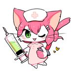  artist_request cat cat_busters ejection furry green_eyes long_hair nurse_cap pink_hair 