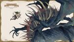  1boy 1other armor brown_gloves character_name chosen_undead commentary dark_souls_(series) dark_souls_i dragon english_commentary english_text full_armor gaping_dragon gloves helm helmet highres holding holding_shield holding_sword holding_weapon knight mcs_137 monster outstretched_arm outstretched_hand plume shield solaire_of_astora sword tabard weapon white_background wings 