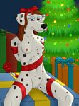  anna_(kinaj) anthro bound breasts canine christmas christmas_tree dalmatian dog ear_piercing female gift holidays kinaj makeup mammal necktie nipples nude piercing pussy ribbons tree 