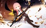  alternate_costume commentary guilty_crown highres long_hair night night_sky pink_hair red_eyes sky solo sword thighhighs thighs wallpaper weapon yijian_ma yuzuriha_inori 