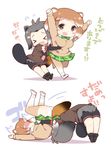  &gt;_&lt; 2girls american_beaver_(kemono_friends) animal_ears antenna_hair arms_up beaver_ears beaver_tail bike_shorts bikini_top black-tailed_prairie_dog_(kemono_friends) blush_stickers bow bowtie closed_eyes commentary_request dog_ears dog_tail fur_collar german_suplex grey_hair hair_ornament hairclip jacket kemono_friends light_brown_hair multicolored_hair multiple_girls open_mouth panties pleated_skirt school_uniform short_hair shorts simple_background skirt suplex tail text_focus translated two-tone_hair underwear watanon_(gakushokutei) wavy_mouth white_background white_panties 