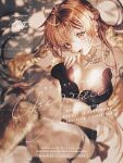 1girl arm_behind_back bare_legs birthday blurry blurry_background braid breasts capelet character_name cleavage commentary_request copyright_name crop_top dappled_sunlight earrings feet_out_of_frame fur-trimmed_capelet fur_trim gold_necklace happy_birthday jewelry knees_up large_breasts legs long_hair looking_at_viewer midriff nami_(one_piece) navel necklace official_alternate_costume official_alternate_hairstyle one_piece open_mouth orange_eyes orange_hair pearl_earrings revision single_braided_sidelock single_sidelock sitting solo sunlight twitter_username yellow_capelet yum_xoxo_yum 