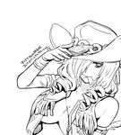  bare_shoulders breasts chaps cleavage collarbone cowboy_hat cowgirl drill_hair drills gloves hair_over_eye hat large_breasts lips long_hair looking_at_viewer midriff oriana_thomason simple_background smile to_aru_majutsu_no_index 