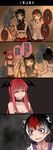  &gt;:( 3girls 4koma :d ^_^ adapted_costume anger_vein angry aoshima asymmetrical_wings bare_shoulders black_hair breasts chair cleavage clenched_teeth closed_eyes comic commentary_request demon_wings earrings empty_eyes frown head_wings heart highres hood hood_down hoodie horns houjuu_nue jewelry kijin_seija koakuma long_hair midriff multicolored_hair multiple_girls navel open_clothes open_hoodie open_mouth pendant red_eyes red_hair shaded_face sharp_teeth skirt sleeveless sleeveless_hoodie smile stomach strapless streaked_hair stud_earrings sweat table teeth touhou translated trembling tubetop turn_pale v-shaped_eyebrows white_hair wings 