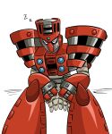  1boy closed_eyes commentary_request fan_request highres joints male_focus mechanical_arms mechanical_boots mechanical_hands mega_man_(classic) mega_man_(series) mega_man_11 robot robot_ears robot_joints sitting sleeping sleeping_upright solo szsyusz torch_man u_u white_background zzz 