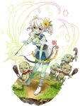  1girl 4boys anise_(monmusu_td) arrow_(projectile) artist_request blue_collar blue_skirt bow bow_(weapon) bowtie bra breasts cleavage club_(weapon) collar colored_skin fangs female_goblin flower goblin grass green_horns green_skin hair_flower hair_ornament holding holding_arrow holding_bow_(weapon) holding_club holding_weapon horns medium_breasts monster_musume_td multicolored_skirt multiple_boys official_art open_mouth pointy_ears red_scarf scarf shoes skirt sunflower transparent_background twintails underwear weapon white_bra white_hair white_shoes white_skirt yellow_bow yellow_bowtie yellow_eyes yellow_skirt 