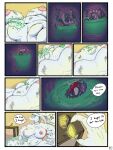 3:4 absurd_res anthro bag bed belly big_belly big_breasts big_penis bodily_fluids breasts comic dialogue duo english_text furniture generation_5_pokemon generation_6_pokemon genitals gynomorph gynomorph/male hi_res holding_object internal intersex intersex/male kayfay legendary_pokemon male melty_digestion nintendo noivern organs penis pokemon pokemon_(species) reshiram revive_(pokemon) sound_effects stomach stomach_acid table text vore