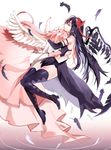  akemi_homura akuma_homura alternate_hairstyle bad_id bad_pixiv_id bangs bare_shoulders black_dress black_gloves black_hair black_wings boots bow bxr closed_eyes dress elbow_gloves feathered_wings feathers gloves goddess hair_between_eyes hair_bow hair_ornament hairband high_heels hug kaname_madoka long_hair mahou_shoujo_madoka_magica mahou_shoujo_madoka_magica_movie midair multiple_girls pink_hair red_bow ribbon shoes sleeveless sleeveless_dress thigh_boots thighhighs tied_hair two_side_up ultimate_madoka white_bow white_gloves white_wings wind wings yuri 