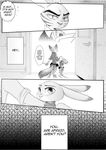  anthro black_and_white canine clothed clothing comic dialogue disney english_text fox jack_savage judy_hopps lagomorph mammal monochrome necktie nick_wilde rabbit rem289 speech_bubble text zootopia 